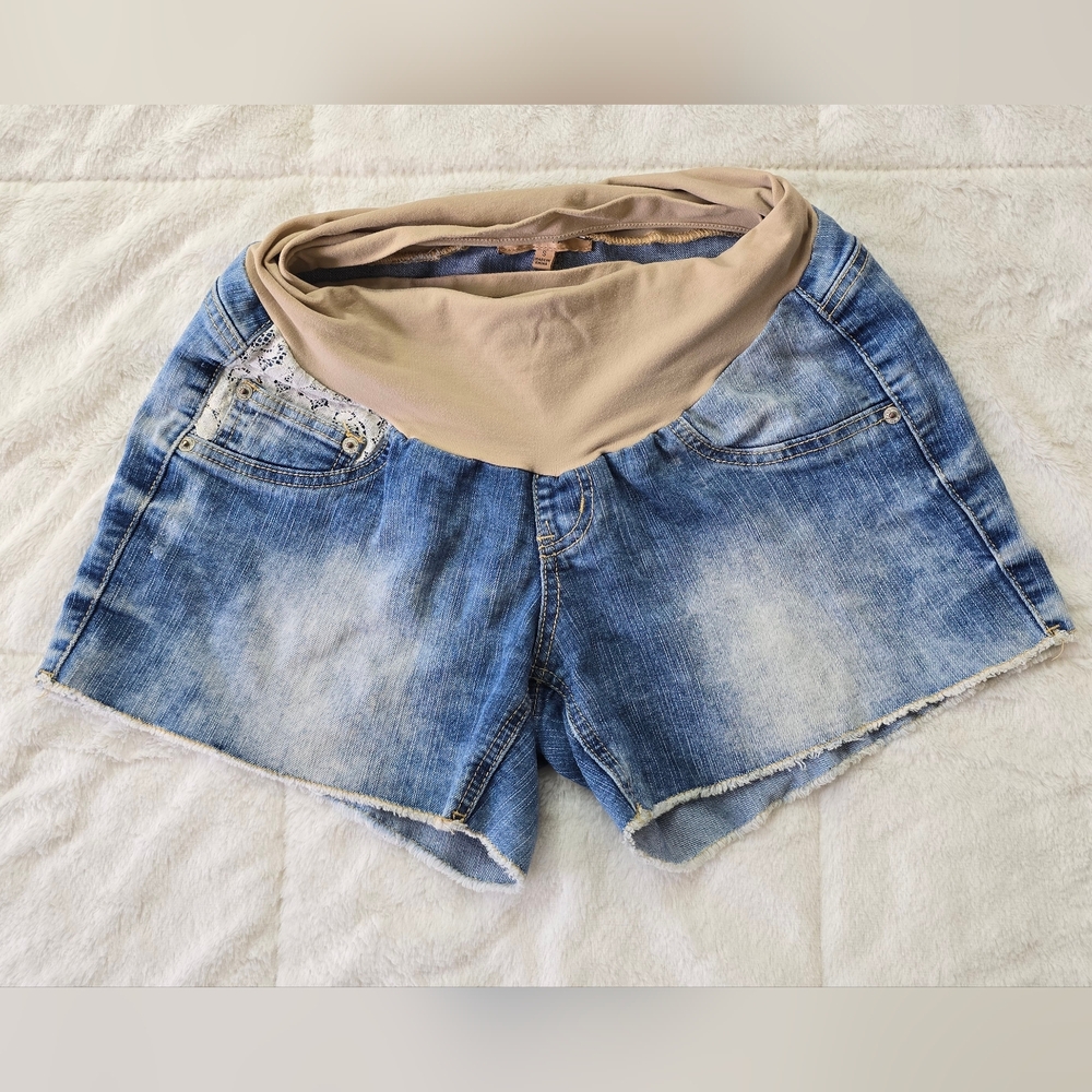 Fade To Blue Maternity Denim Shorts